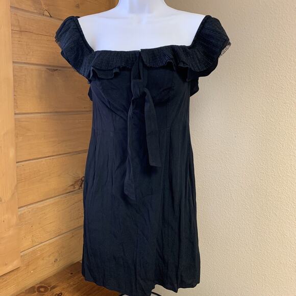 For Love & Lemons Women's Small Black Babydoll short Dress off shoulder tulle - Picture 1 of 12